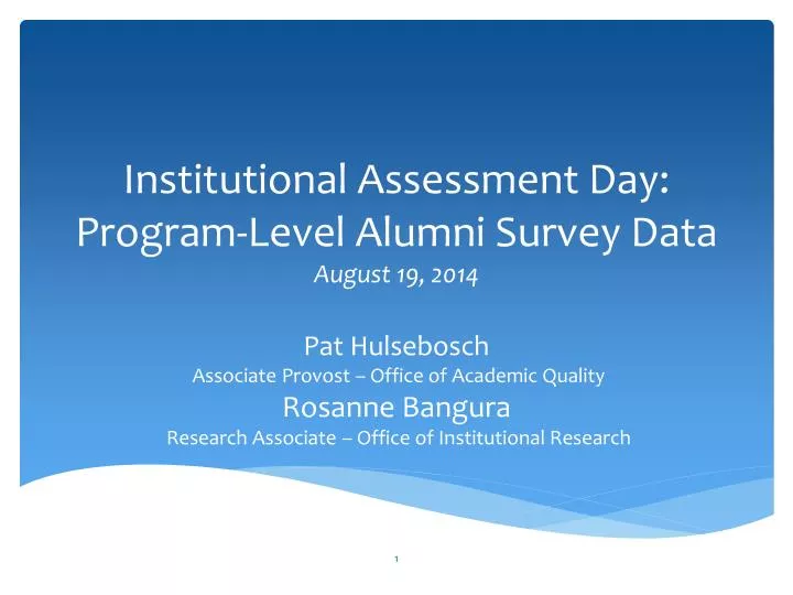 institutional assessment day program level alumni survey data august 19 2014