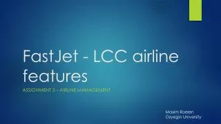 FastJet - LCC airline features