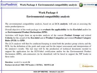 Work Package 4 Environmental compatibility analysis