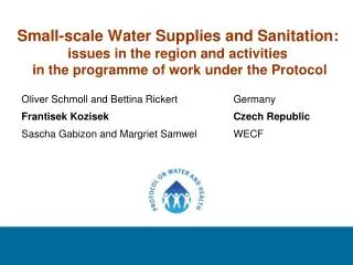 Small-scale supplies and sanitation : Work programme 2007 - 2009