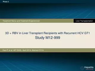 3D + RBV in Liver Transplant Recipients with Recurrent HCV GT1 Study M12-999