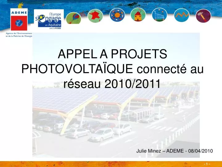 appel a projets photovolta que connect au r seau 2010 2011