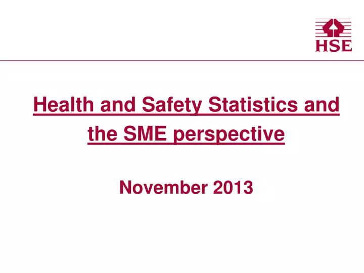 health and safety statistics and the sme perspective november 2013