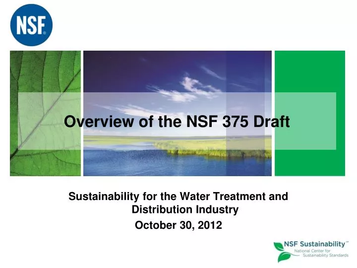 sustainability for the water treatment and distribution industry october 30 2012