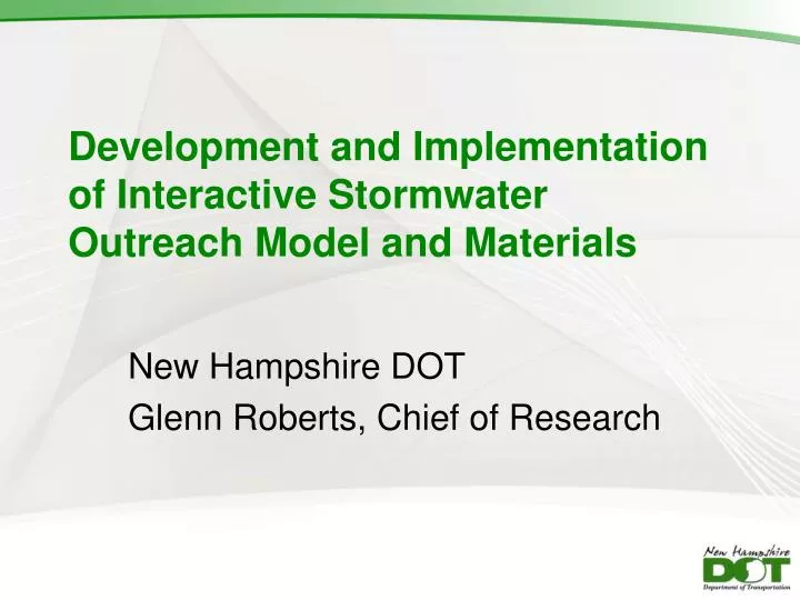 development and implementation of interactive stormwater outreach model and materials
