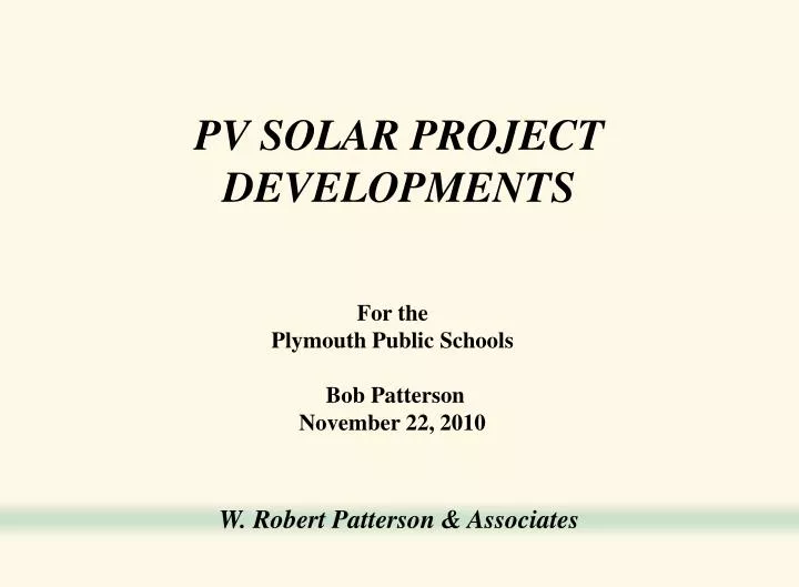 pv solar project developments