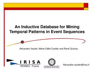 An Inductive Database for Mining Temporal Patterns in Event Sequences