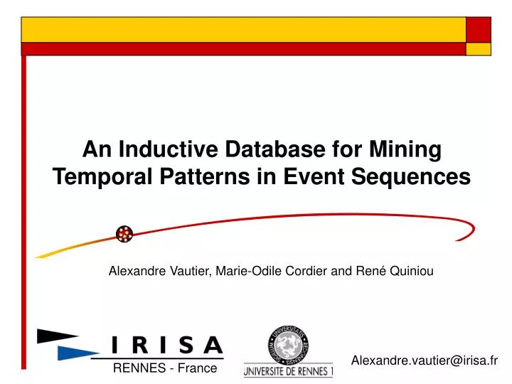 an inductive database for mining temporal patterns in event sequences