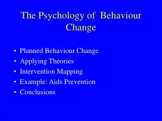 The Psychology of Behaviour Change