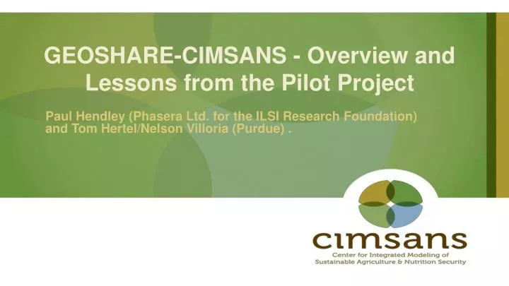 geoshare cimsans overview and lessons from the pilot project