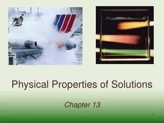 Physical Properties of Solutions