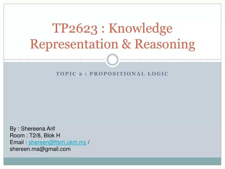 tp2623 knowledge representation reasoning