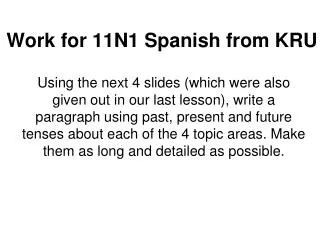 Work for 11N1 Spanish from KRU