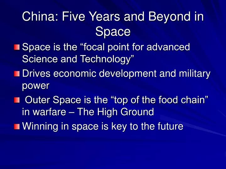 china five years and beyond in space