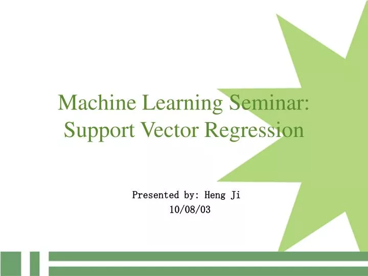 machine learning seminar support vector regression