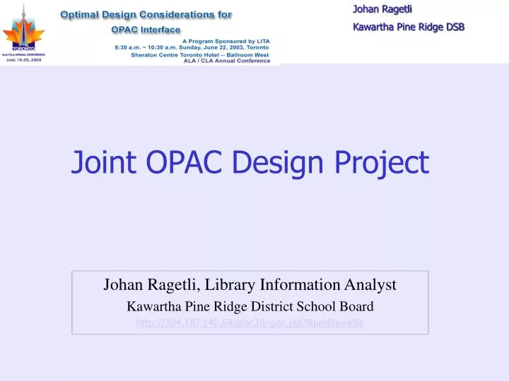 joint opac design project