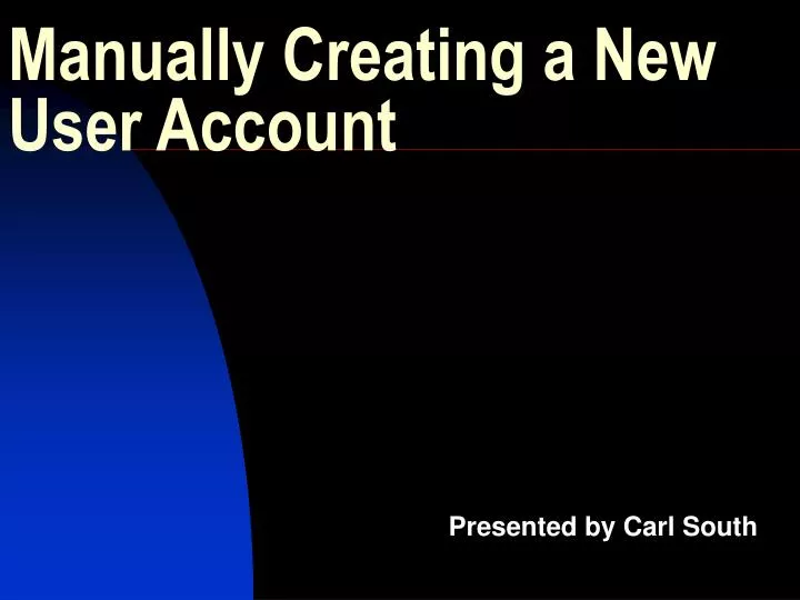 manually creating a new user account