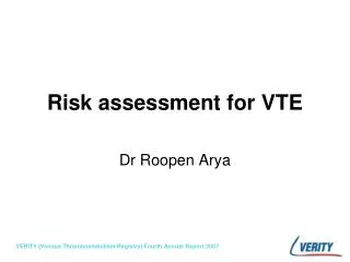 Risk assessment for VTE