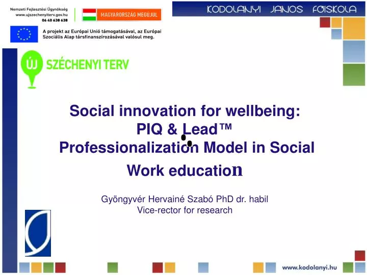 social innovation for wellbeing piq lead p rofessionalization m odel in social work educatio n