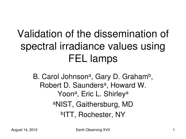 validation of the dissemination of spectral irradiance values using fel lamps