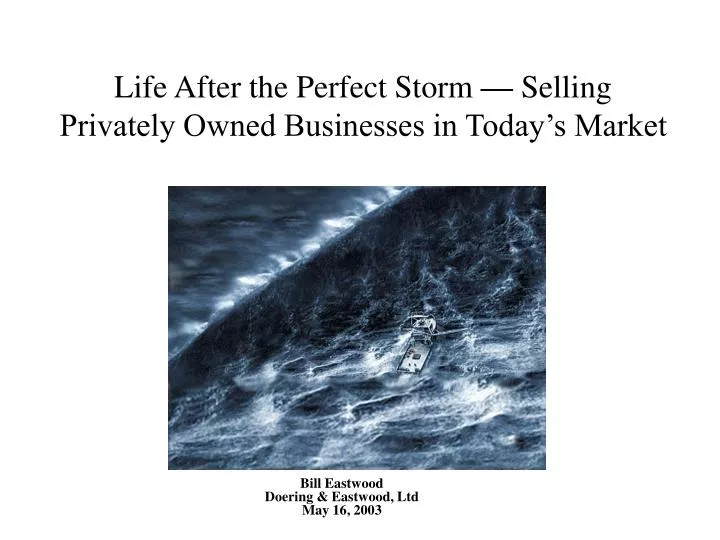 life after the perfect storm selling privately owned businesses in today s market