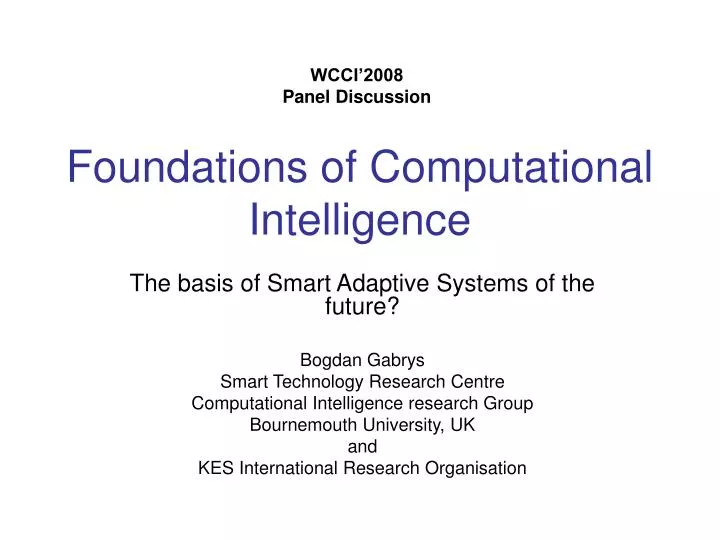 foundations of computational intelligence