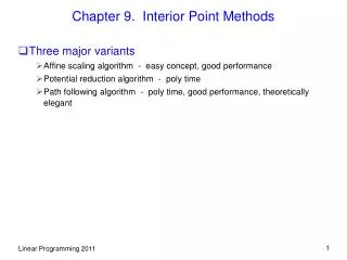 Chapter 9. Interior Point Methods