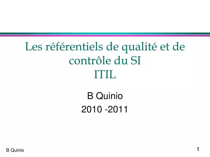 les r f rentiels de qualit et de contr le du si itil