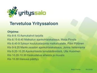 tervetuloa yrityssaloon