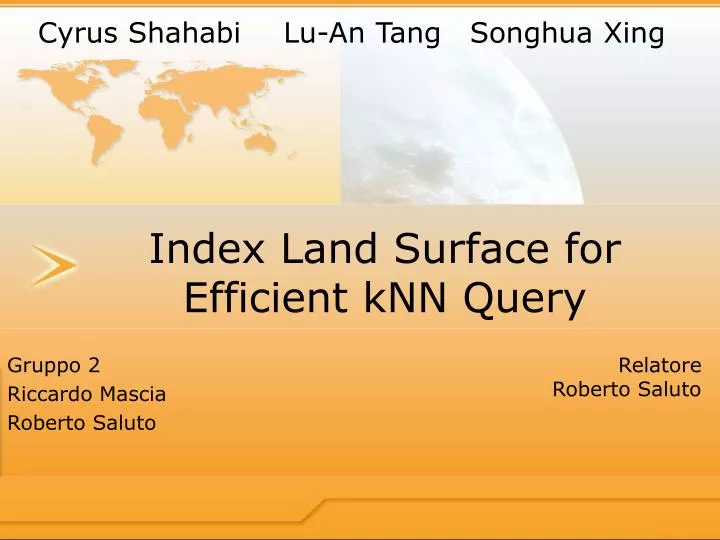 index land surface for efficient knn query