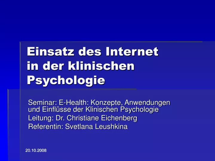 einsatz des internet in der klinischen psychologie