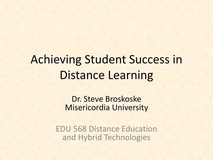achieving student success in distance learning