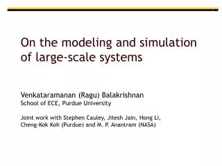 On the modeling and simulation of large-scale systems