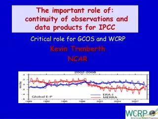 The important role of: continuity of observations and data products for IPCC