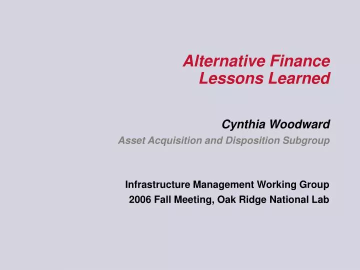 alternative finance lessons learned
