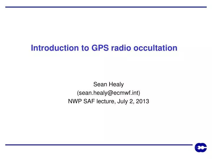 introduction to gps radio occultation