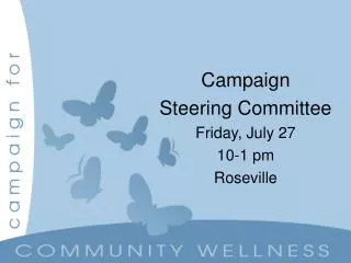 Campaign Steering Committee Friday, July 27 10-1 pm Roseville
