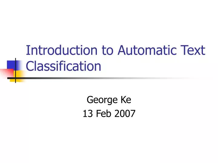 introduction to automatic text classification