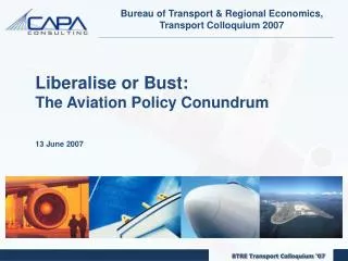 Bureau of Transport &amp; Regional Economics, Transport Colloquium 2007