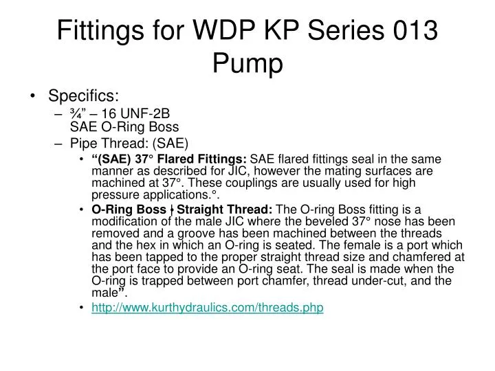 fittings for wdp kp series 013 pump