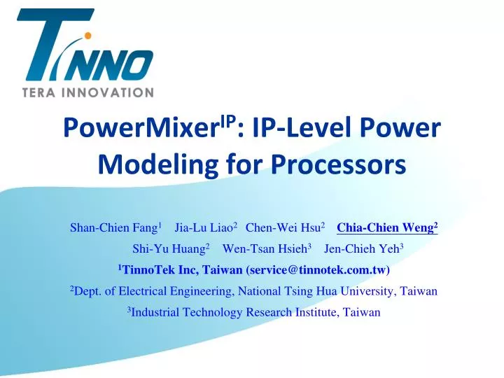 powermixer ip ip level power modeling for processors