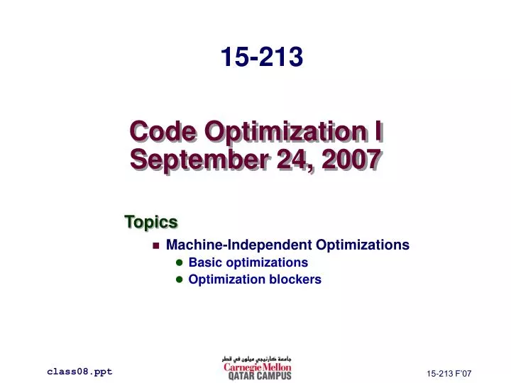 code optimization i september 24 2007
