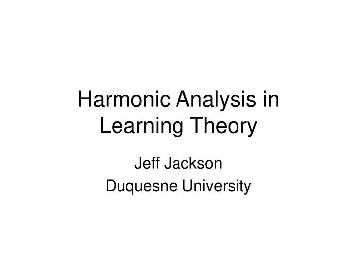 harmonic analysis in learning theory