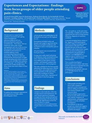 Experiences and Expectations: findings from focus groups of older people attending pain clinics.