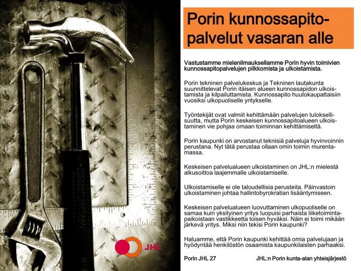 porin kunnossapito palvelut vasaran alle