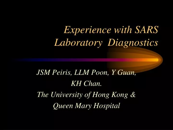 experience with sars laboratory diagnostics