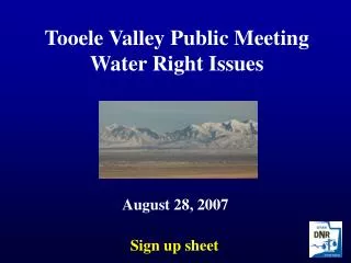 Tooele Valley Public Meeting Water Right Issues