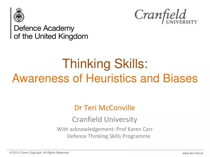 thinking skills awareness of heuristics and biases