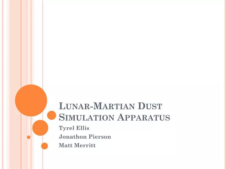 lunar martian dust simulation apparatus