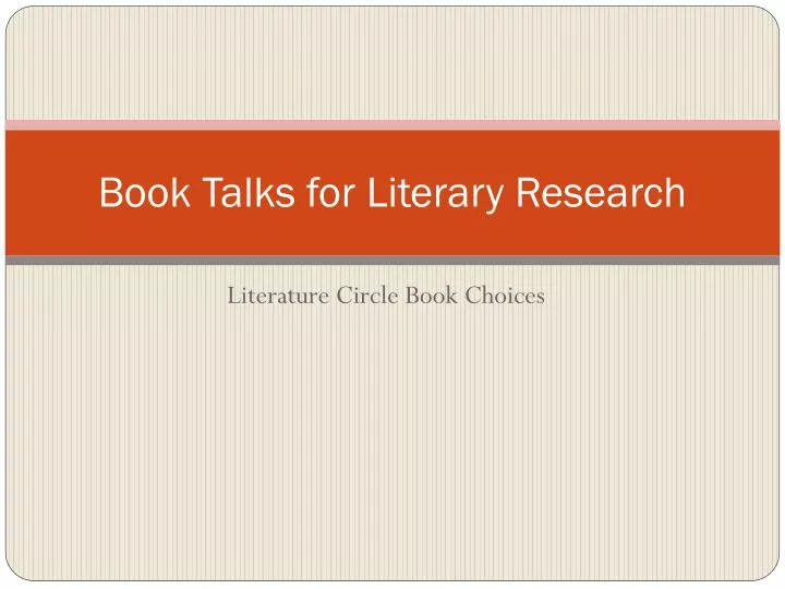 book talks for literary research